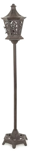 Sungmor Outdoor Decorative Lanterns, 47 Tall Cast Iron Floor Standing Candle Holders, Rustic Lantern Stand for Lawn Yard, Heavy Garden Lamp Post Porch Decor, Large Landscaping Candle Lantern