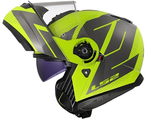 LS2, Casco Moto Modular STROBE II CODE Gloss H-V Yellow Grey, XXL