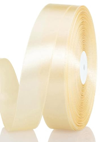 Satinband Beige 15 mm Breit Schleifenband, 91 Meters Geschenkband Stoffband Satin Dekoband Seidenband zum Basteln, Geschenkverpackung, Kunsthandwerk, Geburtstag Hochzeit Taufe Weihnachten Dekoration
