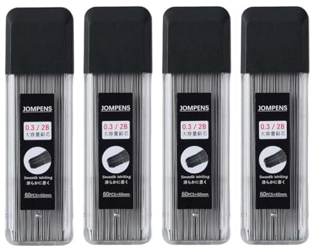 240 minas de repuesto de repuesto para lápiz, 0,3 mm, 60 unidades por tubo, 4 tubos, para escritura artística, dibujo, boceto (juego de 0,3 mm)