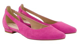 Ulla Popken damskor läderballerinor, klippt ut, bredd H 814045, Orientrosa, 42 EU bred