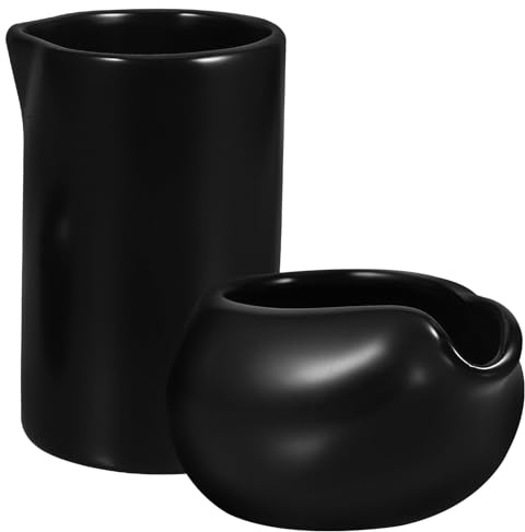 FONDOTIN Contenitori in Ceramica per Salsa e Latte Piccoli Bricchi Moderni e Lisci Versatori per Cucina e Tavola Adatti per Uso Quotidiano e Eventi Design Nero Opaco