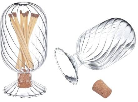 UNICRAFTALE Fiammiferi decorativi in vetro Cloche Portafiammiferi in vetro trasparente Partita Cloche Jar Fancy Bagno Cloches Bottiglia Decorazione Domestica Regali per Candele Camino 5,8 x 11 cm