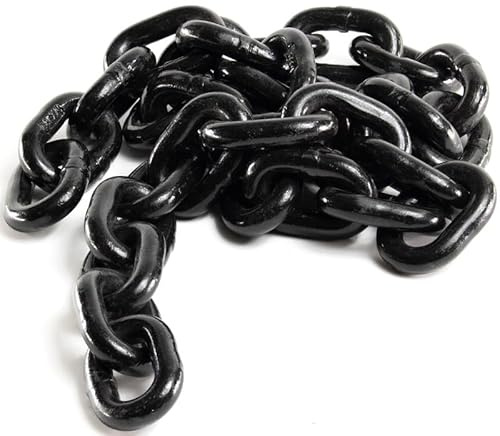 Alfa Logistik Stahlkette Meterware 10mm, 1,5m Länge - Metallkette Schwarz - Eisenkette Kohlenstoffstahl - Meterware Kette Schwarz - Ankerkette, Wäschekette, Schwenkkette, Güteklasse 8