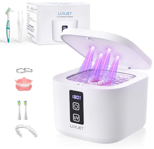 Ultraschallreinigungsgerät 48kHz UV Ultraschallreiniger 300ML Dental Pod | Tragbar Ultrasonic Cleaner für Zahnersatz, Retainer, Aligner Zahnschiene, Prothesen, Mundschutz, Schmuck, Polarweiß