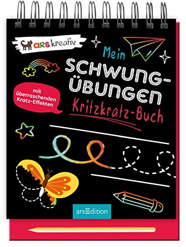 Mein Schwungübungen-Kritzkratz-Buch: Mit überraschenden Kratz-Effekten | Kreativer Kratzelspaß mit Malideen und Holzstift für Kinder ab 4 Jahren