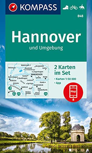 KOMPASS Wanderkarten-Set 848 Hannover und Umgebung (2 Karten) 1:50.000: mit Naturführer in der Schutzhülle