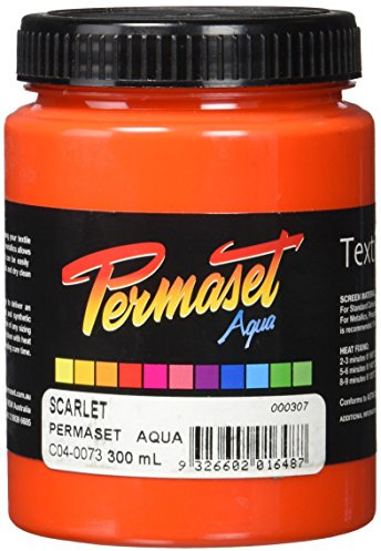 Permaset Aqua - Tinta para serigrafía textil (300 ml, ecológico, tinta escarlata)