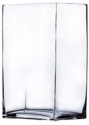 WGV Bloque Rectangular Transparente Cristal jarrón, 3 por 4 por 7 Pulgadas