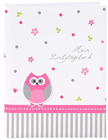 goldbuch 11328 Babytagebuch Babyworld Eule, 21 x 28 cm, Tagebuch für Neugeborene, Baby Erinnerungsalbum mit 44 illustrierte Seiten, Einband mit Kunstdruck laminiert, Album in Weiß / Rosa