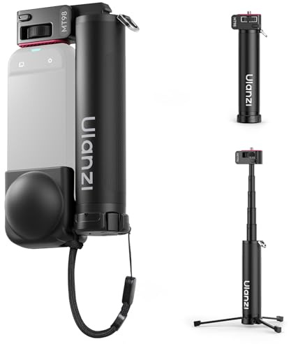 Ulanzi MT98 Foldable Invisible Selfie Stick and Mini Tripod 2-in-1 - For Action Cams - Extendable up to 57 cm - 1/4 Inch Connection - Compact for Travel - Black