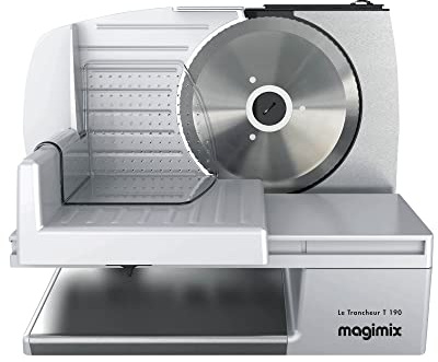 Magimix Deli T190 Food Slicer | 19 cm Blade | Professional Slicer | Ideal for Salami Sausages, Cheese or Bread | Stainless Steel, 11651, Silver