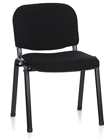 hjh OFFICE 4er Set Besucherstuhl stapelbar XT 600 Konferenzstuhl Stapelstuhl gepolstert, Metallgestell, Stoffbezug Schwarz 704500
