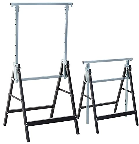 HOMCOM 2 st. klädhängare vikbar bock höjd justerbar upp till 200 kg stål svart 68 x 58 x 80–130 cm