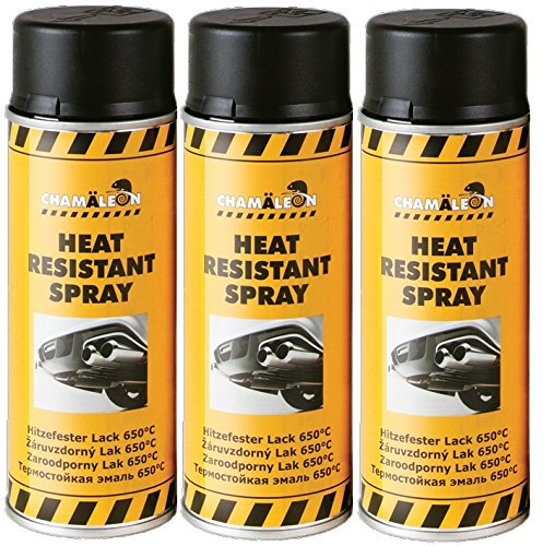 Chamäleon SPRÜHLACK SCHWARZ HITZFEST 650°C 6 x 400ml 1K HITZFESTER LACK SPRAY GRILL OFEN