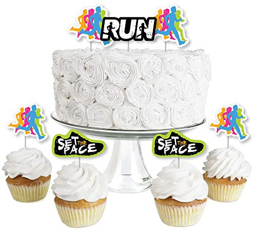 Big Dot of Happiness Set the Pace - Running - Dessert Cupcake Toppers - Track, Cross Country or Marathon Party Birthday Party Clear Treat Picks - Set of 24