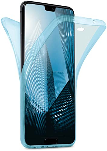 moex Double Case für Huawei P20 Hülle Silikon Transparent, 360 Grad Full Body Rundum-Schutz, Komplett Schutzhülle beidseitig, Handyhülle vorne und hinten - Türkis