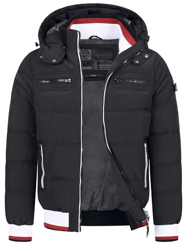 Indicode Herren Marlon Steppjacke in Daunenjacken-Optik | Winterjacke Übergangsjacke Black mix, S