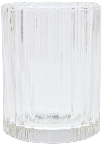 WENKO Gobelet Vetro Transparent - Porte-brosse à dents pour la brosse à dents et la pâte dentifrice, Verre, 7.5 x 10 x 7.5 cm, Transparent