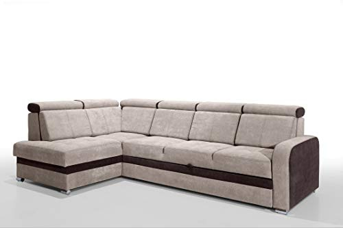 Robin Inspire Glen Ecksofa L-Form Schlafsofa Links Beige | Schlaffunktion, Bettkasten, abnehmbare Rückenkissen, Kopfstützen, freistehende Eckcouch, Wohnlandschaft, Sofa fürs Wohnzimmer