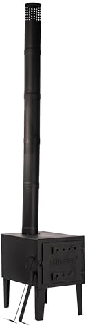 Mil-Tec Zeltofen komplett (31,7 kg) • Outdoor Ofen tragbar für Zelt, Tipi & Jurte • Armeeofen mit Brennkammer & Rohrsystem • Karbonstahl & Gusseisen • Campingofen zum Heizen & Kochen
