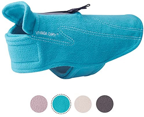 VIVAGLORY Cozywrap Wintermantel Hund, Hundejacke mit Klettverschluss & Geschirr Öffnung, Fleecejacke Hund Hundejacke, Reflektierend & Verstellbar Fleece Softshell, XXS, Türkis