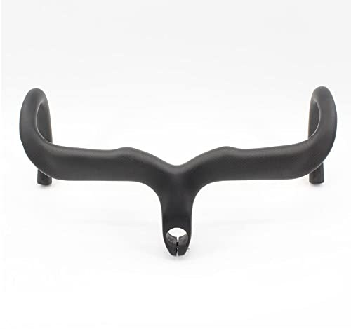 Alfa Pasca Kolfiberstyre för racercykel, 28,6 mm, integrerat cykelstyre med styrstång, svart UD, matt, drop-styre, 420 x 100
