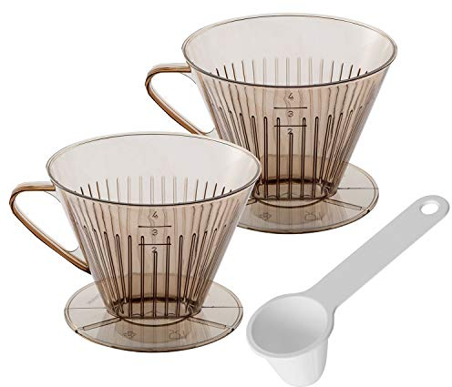 Westmark 245422E6 Lot de 2 porte filtres à café taille 4 et cuillère doseuse en plastique, Transparent/Blanc