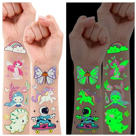 Leesgel Lot de 140 tatouages pour enfants, garçons et filles, différents autocollants, cadeaux d'anniversaire, décoration de fête