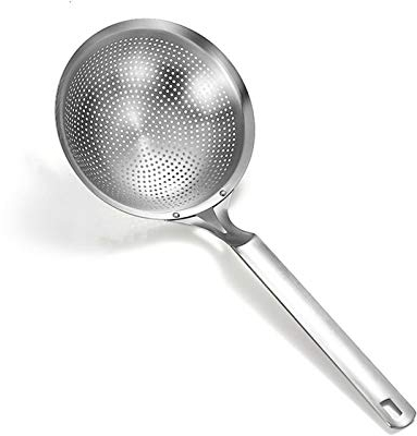 Filtres à mailles EXTRA GRAND SKIMMER Skimmer Skimmer Passoire en acier inoxydable 304 avec poignée pour la vidange et la friture de la couche de cuisine de la cuisine (17.52inches) Gadgets de cuisine