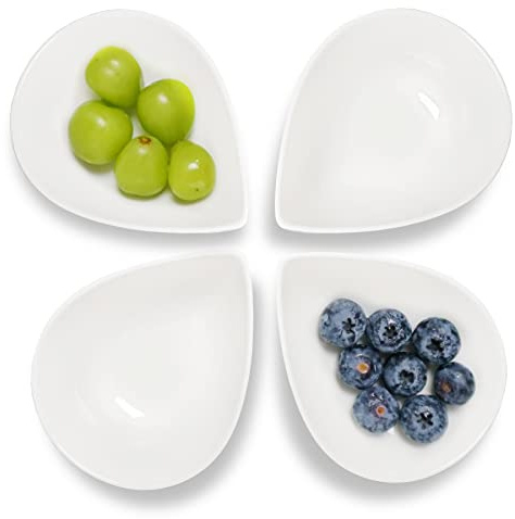 Keponbee 4stk Dessertschale weiß Porzellan Snackschalen Dip Schälchen Sojasauce Gericht Saucenschale für Beilage/Sushi (250ml/stk)
