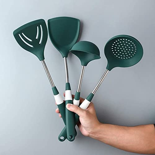 Set Utensilios de Cocina Antiadherente Utensilios de Cocina de Silicona antiadherentes, diseño de Utensilios de Cocina con Mango de Acero Inoxidable, 4 Uds.