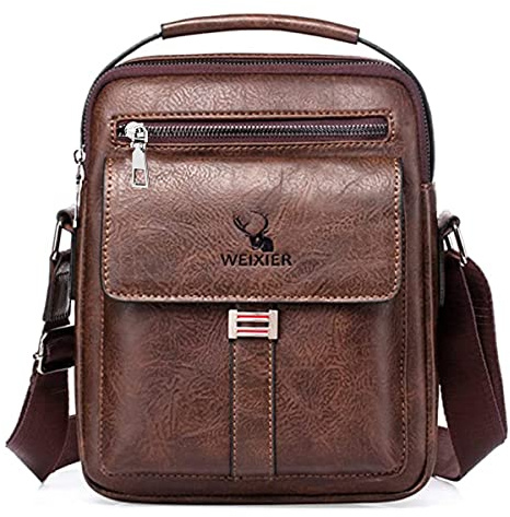 A-QMZL Borsello Uomo Pelle Borsa a Tracolla da Uomo Casuale Borse Messenger per Stile Retro'per l'uso Quotidiano Outdoor Trekking,Lavoro,Viaggio Borsa a Spalla (Marrone 1)