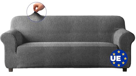 BLUZIMAN® Sofa Überzug 3 Sitzer, Couch Überzug, Moderne Sofabezug Elastische, Sofa Cover Antirutsch, Nicht kompatibel mit Eck- oder L-förmigen Sitzmöbeln (DREI Sitzer, Grau)
