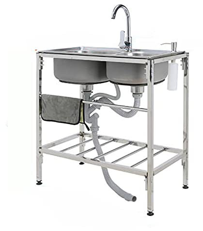Lavello Cucina Multifunzione，Lavandino da Esterno，Lavello Commerciale，1 Vano con Rubinetto，Mobile Lavabo Multifunzionale，Antiruggine E Anticorrosione，Terrazza，Sala da Pranzo (Color : Hot And Cold fau