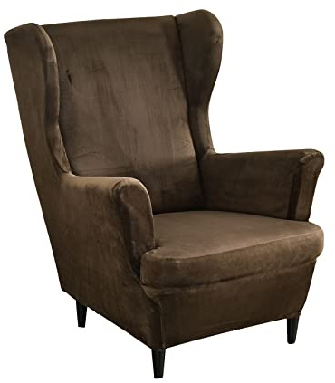 VanderHOME Luxuriöses Schonbezüge Bezug Sesselhusse Elastisch Ohrensessel Schonbezüge Stretch Sesselüberwürfe Waschbar Sofahusse Möbelschutz -Kaffee