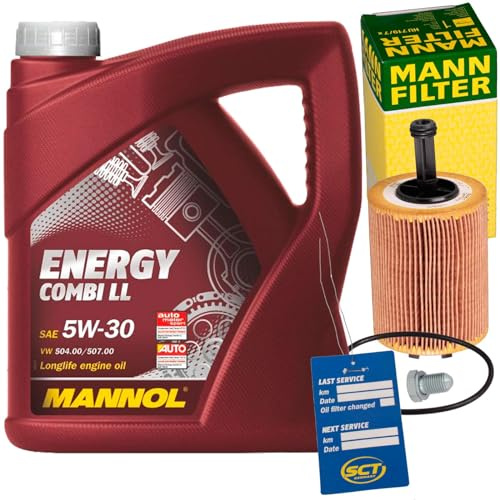 Mann Ölfilter+5W30 Öl Tdi | Hu 719/7 X+1113800100+Manol Combi LL für Passat 3C Golf 5 A3 8P A4 B8 A6 C6