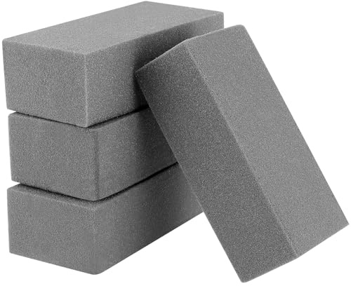 YUENPUN 4 PCS Grey Foam Flower Block, 22.7 x 10.5 x 7cm Dry Florist Foam Blocks, Thick Dry Floral Foam Bricks for Artificial Flowers, Floral Arranging, Weddings