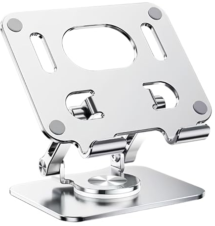 Anseom Tablet Ständer Verstellbare Halterung Aluminium Faltbarer Handy Tablet Halterung Höhenverstellbar Tablethalter Laptop ständer mit 360 Drehbarer Basis Kompatibel mit 5-14 Zoll Tablets/Laptops