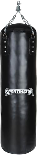 SPORTINATOR® Fighter Boxsack - Robustes Polyurethan, 6 Gewichtsstufen (10-48 kg), Markenlogo, inkl. Stahlkette, ideal für Muskeltraining (16 kg)
