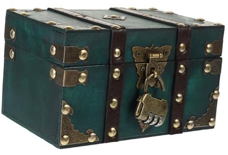 HOOTNEE Große Vintage Holztruhe mit Schloss Starke und Vielseitige Aufbewahrungsbox und Metall Stilvolles Design für Schmuck Dokumente und Bücher