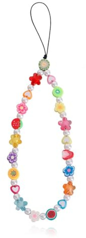 IBXWMNG Handy-Lanyard mit bunten Perlen als Handy Straps und Anti-Lost Anhänger - Dekorative Handschlaufe und Anhänger-Kette für dein Smartphone