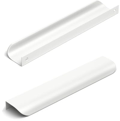 SYZOW 6 Stück 160mm Weiß Möbelgriffe Schrankgriffe Aluminium,Modernes Küchengriffe Geschwungener Türgriff Verdeckter Schubladengriff Griffe