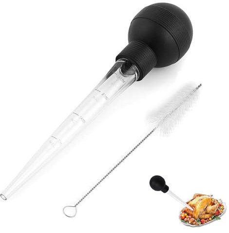 2 Pcs Turkey Baster, Baster for Cooking, Turkey Oil Dropper with Brush, Turkey Baster for Cooking, Cooking Turkey Injector Long Turkey Baster for Oiling and Marinating Turkey Beef Pork Fish (Black)