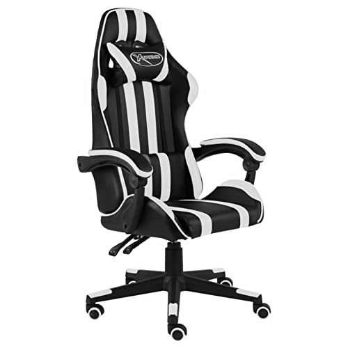ZEYUAN Silla Gaming, Silla Escritorio, Silla Gamer, Silla Oficina, Silla Ordenador, Silla Despacho, Silla Estudio, de Cuero sintético Negro y Blanco