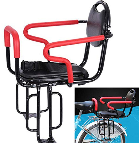 Générique Siège Arrière De Vélo pour Enfant avec Porte Bébé Vélo Clôture Accoudoir Pédale Et Coussin Convient Aux Enfants De 16 Ans Noir Et Rouge