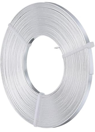 PATIKIL 32,8 Fuß Flacher Aluminiumdraht, 20 Gauge Biegsamer eloxierter Aluminiumdraht 5 mm breit Perlenbasteldraht für Schmuckherstellung, Silberton