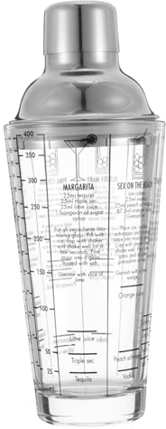 Mikinona 1pieza Copa Medidora De Cocteles De Vaso Mezclador De Vidrio Transparente Coctelera De Bar Escala Precisa y Tapa Sellada Para Mezclar Bebidas y Cócteles Fiestas