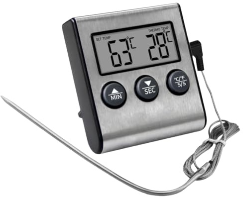 Blitzhaus Köttermometer – digital termometer matlagning med magnet – grilltermometer, stektermometer – temperaturmätare med timer – batteridriven kökstermometer