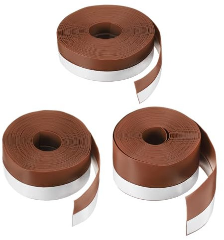 QUARKZMAN 3pz Silicone Sigillo Striscia 25/35/45mm Striscia Tenuta Silicone per Ferma Spifferi per Porte Nastro Adesivo Finestra Casa Doccia Fessure Vetro Lunghezza 18m,Marrone